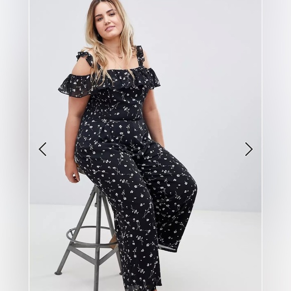 COPY - ASOS Glamorous Curve Jumpsuit With Ruffle Layer In Ditsy Floral - Picture 3 of 6